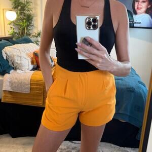 A NEW DAY - Orange High Waisted Pleated Shorts - SMALL